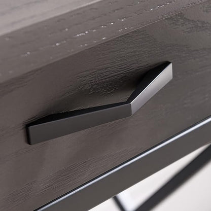Leick Home 23400 Chisel & Forge Writing Computer Desk with Drop Front Keyboard Drawer, Smoke Gray and Matte Black