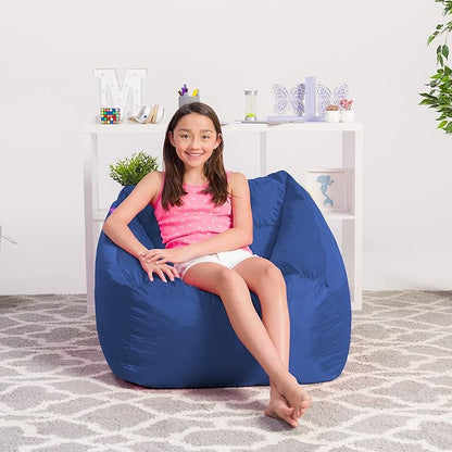 Posh Creations Structured Comfy Seat for Playrooms and Bedrooms, Large Bean Bag Chair, Coronado Chair, Navy