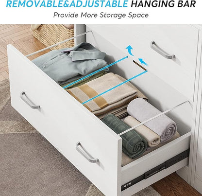 Lateral File Cabinet with 2 Drawers, 31.5 Inches Large Filing Cabinet for Hanging Letter/Legal/F4/A4 Size Files with Lock, Home Office, White