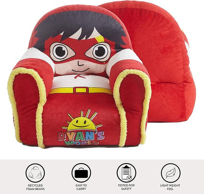 Idea Nuova Ryan's World Plush Bean Bag Chair with Sherpa Trim Red