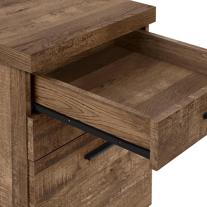 Monarch Specialties 7400, Rolling Mobile, Storage, Printer Stand, Office, Work, Laminate, Brown, Contemporary, Modern Filing Cabinet-3 Drawer Reclaimed Wood/Castors, 18.25" L x 17.75" W x 25.25" H