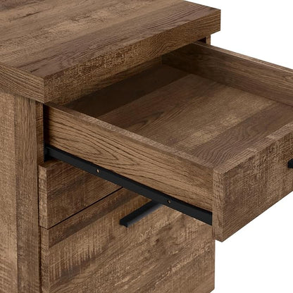 Monarch Specialties 7400, Rolling Mobile, Storage, Printer Stand, Office, Work, Laminate, Brown, Contemporary, Modern Filing Cabinet-3 Drawer Reclaimed Wood/Castors, 18.25" L x 17.75" W x 25.25" H