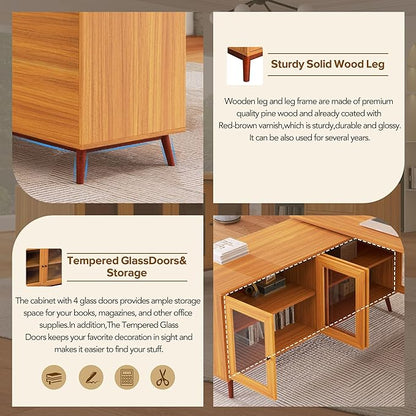 NicBex Laik-DW-00033-DX Desks, 66.53" W x 63.77" D x 30.31" H, Teak