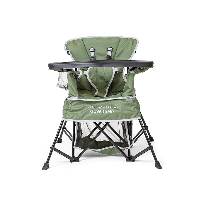 Baby Delight Go with Me Venture Portable Chair | Indoor and Outdoor | Sun Canopy | 3 Child Growth Stages | Moss Bud Green