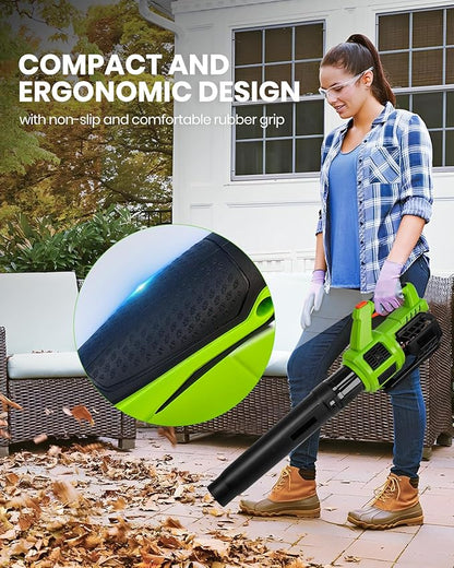 HARDELL Leaf Blower Cordless, 20V Electric Leaf Blower with Battery and Charger, 280 MPH Powerful Battery Powered Leaf Blower for Lawn Care, Patio, Yard, Side Walk, Snow Blowing