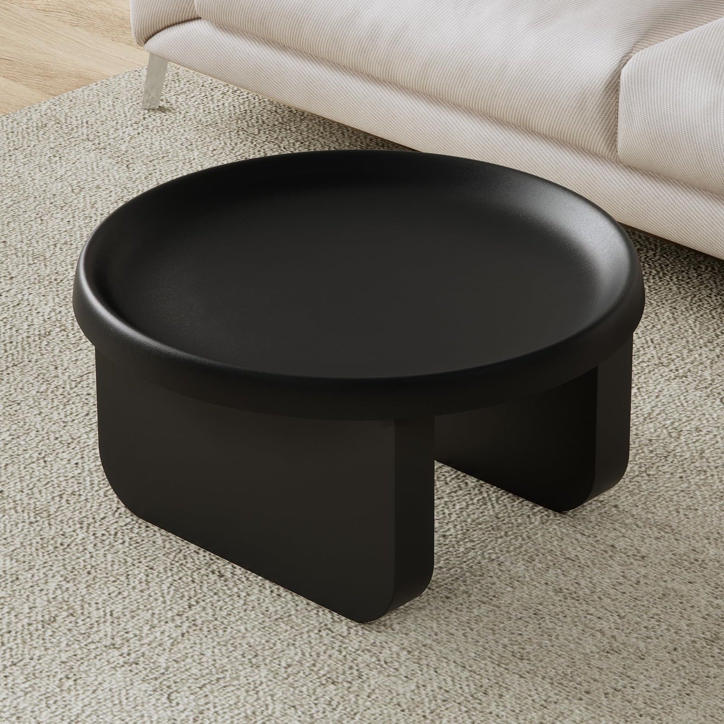 Round Coffee Table,Modern Coffee Table,Unique Circle Coffee Tables,Metal Center Table for Living Room (Black, 29.5 x 16.5)