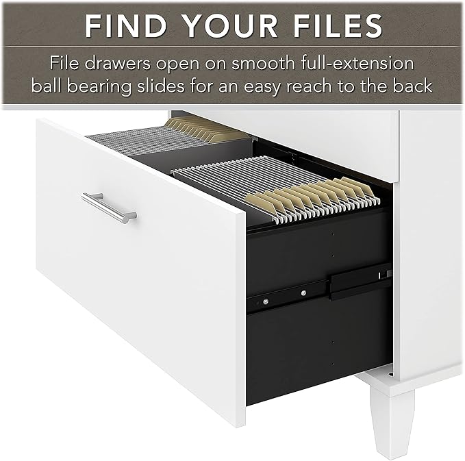 Bush WC81980 Somerset 2-Drawer Lateral File Cabinet, Letter/Legal, White, 30-Inch