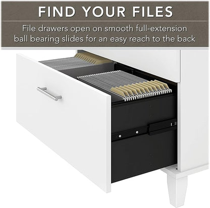 Bush WC81980 Somerset 2-Drawer Lateral File Cabinet, Letter/Legal, White, 30-Inch