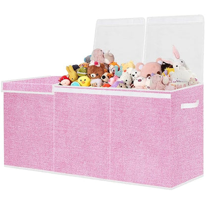 Extra Large Toy Box for Kids,Collapsible Toys Storage Chest Boxes Organizers with Dividers for Boys,Girls,Closet,Nursery,Playroom 35.8"x12.6"x16"(Dark Pink)