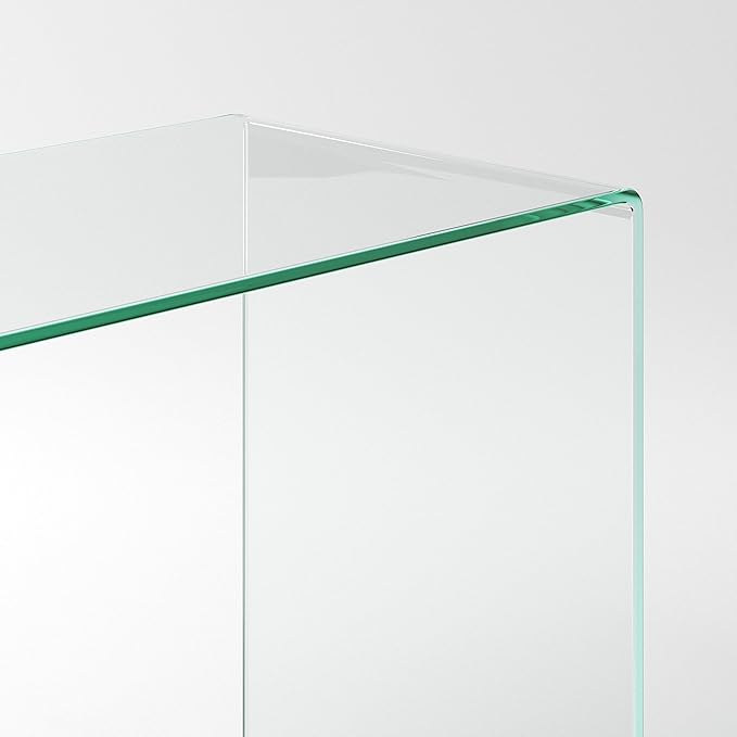 Bent Glass Computer Desk Rectangular Shaped PC Laptop Workstation Table for Home Office, 43.3" L, Clear
