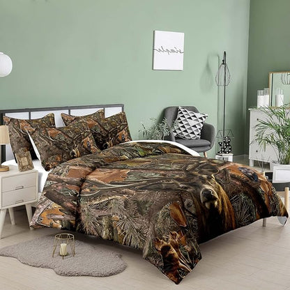NINENINE Deer Comforter Set,Boys Twin Bedding Sets,Camo Comforter Sets,Twin Comforter Sets for Boys,Western Bedding Sets with 1 Comforter 1 Pillowcase