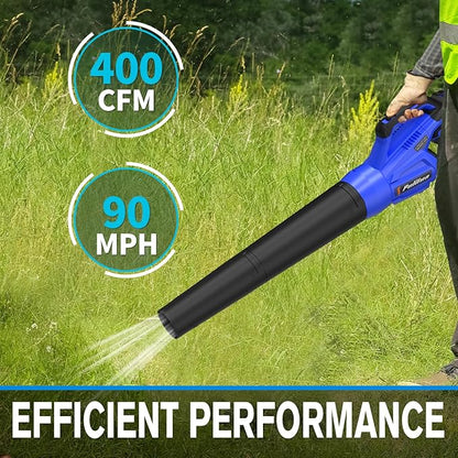 20V Cordless Leaf Blower with 2 Batteries and Charger, High Power 400 CFM Cordless Electric Leaf Blower with Two Nozzles Lightweight Handheld Blower for Lawn Care Patio Garden Leaves Yard