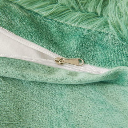 FOPPA Green Plush Comforter Cover Set Queen - Ultra Soft Faux Fur Green Bedding Sets 3 Pieces (1 Fluffy Duvet Cover + 2 Shaggy Pillow case) Fluffy Bed Set (Green, Queen)
