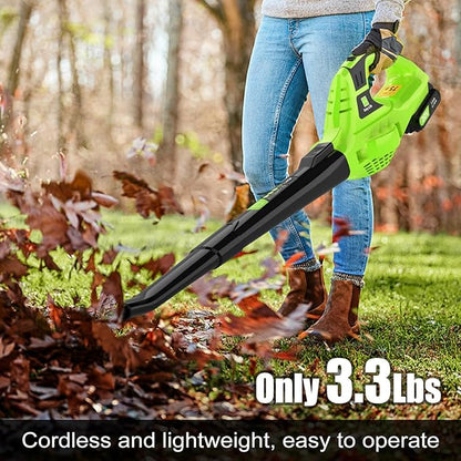 Leaf Blower Cordless, 21V Handheld Electric Leaf Blower with Battery and Charger, Lightweight Battery Powered Leaf Blowers for Lawn Care,Patio,Yard,Sidewalk