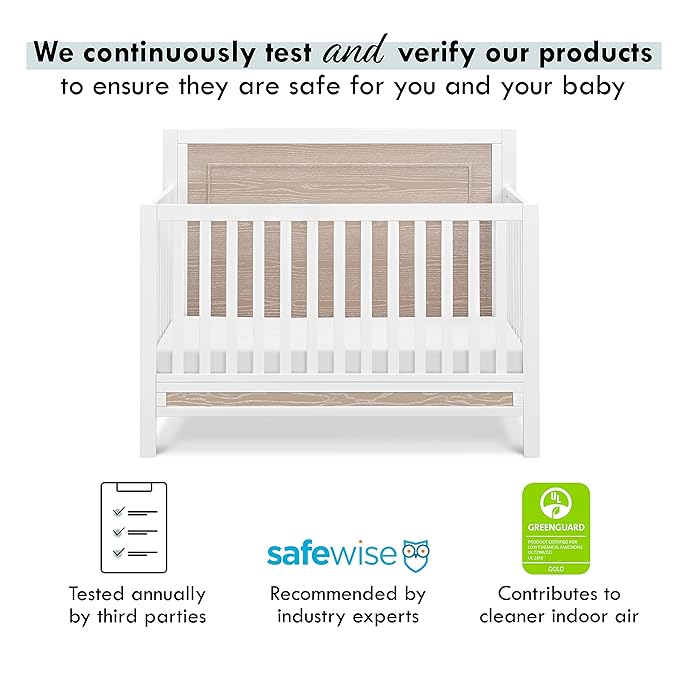 Carter's by DaVinci Radley 4-in-1 Convertible Crib in White & Coastwood, Greenguard Gold Certified