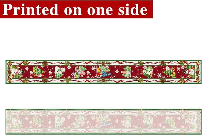 Christmas Table Runner 108 Inches Long Snowflake Buffalo Plaid Table Runner Christmas Theme Holiday Xmax Snowman Gnome Christmas Table Runner for Kitchen Dining Table Home Party Decorations