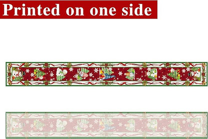 Christmas Table Runner 108 Inches Long Snowflake Buffalo Plaid Table Runner Christmas Theme Holiday Xmax Snowman Gnome Christmas Table Runner for Kitchen Dining Table Home Party Decorations