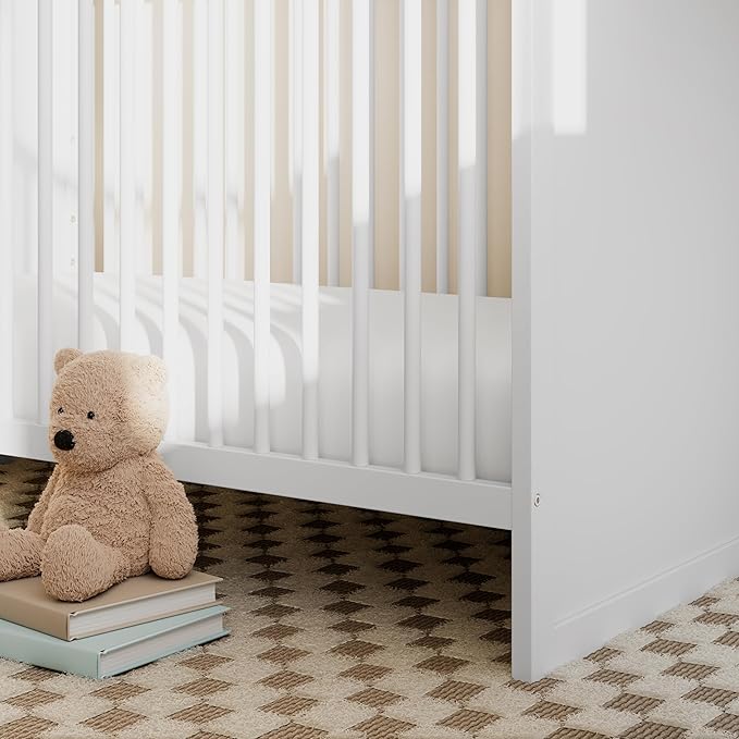 Storkcraft Calabasas 3-in-1 Convertible Crib (White) – GREENGUARD Gold Certified, Fits Standard Crib Mattress, Converts to Toddler Bed, Modern Style, Easy 30-Minute Assembly