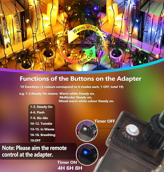 Joomer Christmas Lights 262FT 800 LED Color Changing Christmas Tree Lights Outdoor with Timer, Remote, Connectable for Christmas Decoration(Warm White to Multicolor)