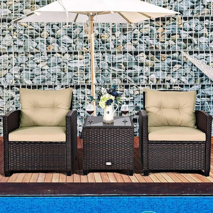3 PCS Patio Furniture Set, Onesize, Beige