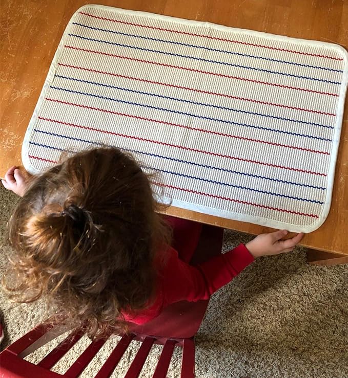 Kids Rug Montessori Mat Children Playing Mat for Nursery Cotton Montessori Working Rug Suitable for Uppercase Letters, 23.6''×31.5'', Stripes