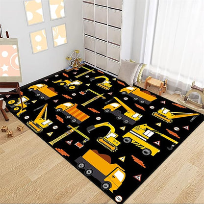 Car Track Rug Construction Play Mat Car Rug for Boys Room Kids Rugs for Playroom Construction Mat for Kids Car Rug for Boys Room Construction Decor for Boys Room,Black 5'×7'