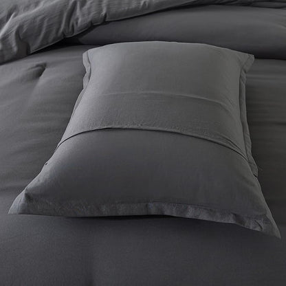 Dark Gray Comforter Set Full, Solid Grey Down Alternative Bedding Comforter Set, Breathable Fluffy Microfiber Comforter Full Size (79"x90") for All Seasons with Pillowcase