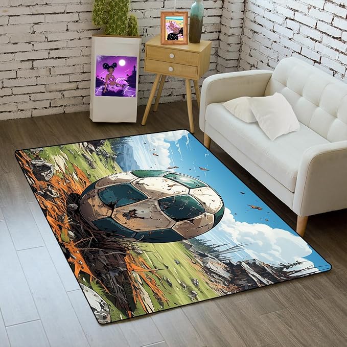 Football Rug for Boys Bedroom - Kids Rug Football Rug Basketball Rugs for Teen Boys Bedroom Football Carpet for Boys Bedroom Football Rugs for Boys Girls Sports Room,2'×3'
