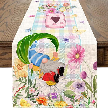 Spring Table Runner 72 Inches Long Spring Floral Flowers Table Runner Buffalo Plaid Check Decor for Kitchen Dining Table Home Party Decorations