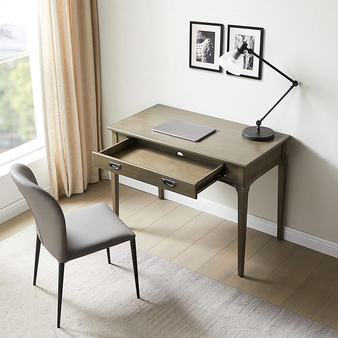 Leick Home 22400-GR Stratus Laptop Computer Desk with Drop Front Keyboard Drawer, Smoke Gray