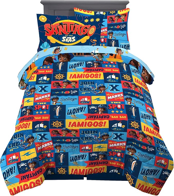 Franco Kids Bedding Super Soft Comforter and Sheet Set with Sham, 5 Piece Twin Size, Santiago Of The Seas