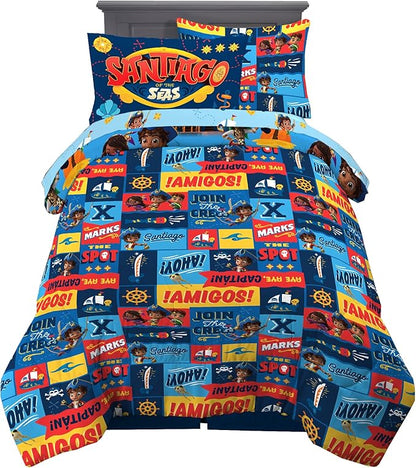 Franco Kids Bedding Super Soft Comforter and Sheet Set with Sham, 5 Piece Twin Size, Santiago Of The Seas
