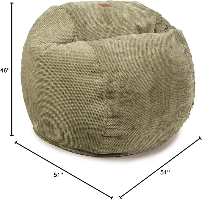 CordaRoy's Chenille Bean Bag Chair, Convertible Chair Folds from Bean Bag to Lounger, As Seen on Shark Tank, Moss - King Size