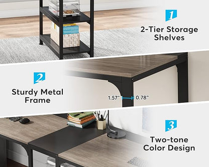 90.5 Inch Large Double Home Office Compuer Desk Two Person Study Table