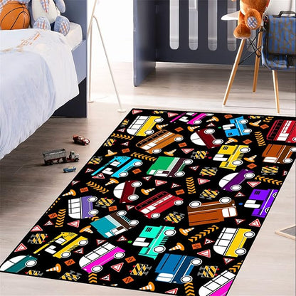 Car Rug Play Mat Kids Rugs for Playroom Car Rug for Boys Room Kids Mat Construction Play Mat Car Play Rug Car Carpet for Kids Carpet for Bedroom Truck Rugs for Boys Room,Black 5'×7'