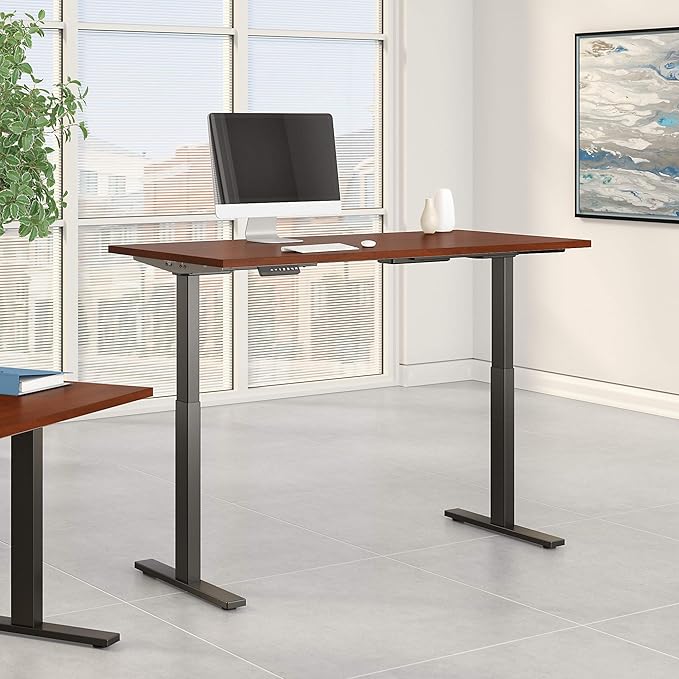 Bush Business Furniture Move 60 Electric Ergonomic Sit-Stand Computer Table for Home and Professional Office, 72W x 30D, Hansen Cherry