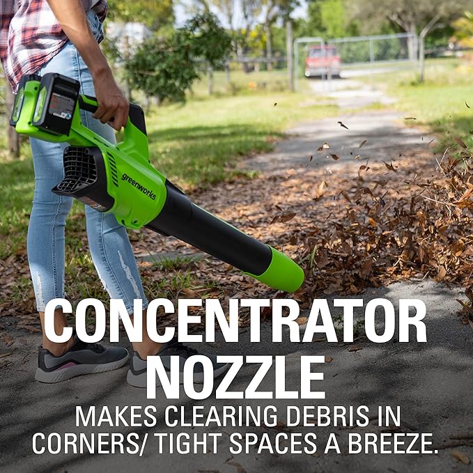 Greenworks 48V (2 x 24V) Cordless Axial Leaf Blower (125 MPH / 515 CFM / 125+ Compatible Tools), (2) 2.0Ah Batteries and Dual Port Charger Included
