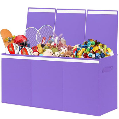 Extra Large Toy Box for Girls Boys - Collapsible Toy Chest Boxes Organizers and Storage for Nursery,Playroom,Office (Violet) 35.8"x12.6"x16"