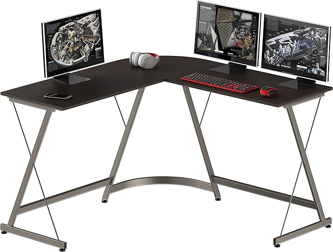 SHW L-Shaped Computer Gaming Desk, Espresso