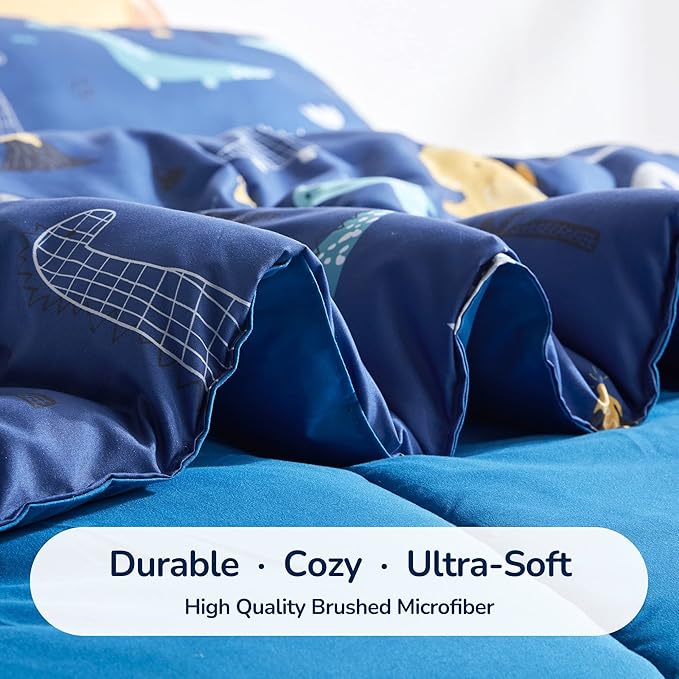 SLEEP ZONE Kids Bedding Full/Queen Comforter Set - Cute Printed for Boys, Girls, Teens, Super Soft, Fade Resistant, Dino Family, Full/Queen