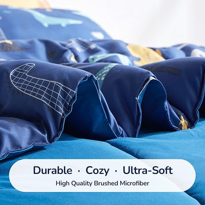 SLEEP ZONE Kids Bedding Full/Queen Comforter Set - Cute Printed for Boys, Girls, Teens, Super Soft, Fade Resistant, Dino Family, Full/Queen