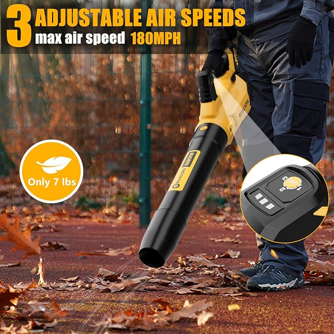 Leaf Blower Cordless Up to 620 CFM 180 MPH-40V Electric Cordless Leaf Blowers with 6.0 Ah Battery and Charger-Battery Powered Blowers for Lawn Care, Patio, Blowing Leaves