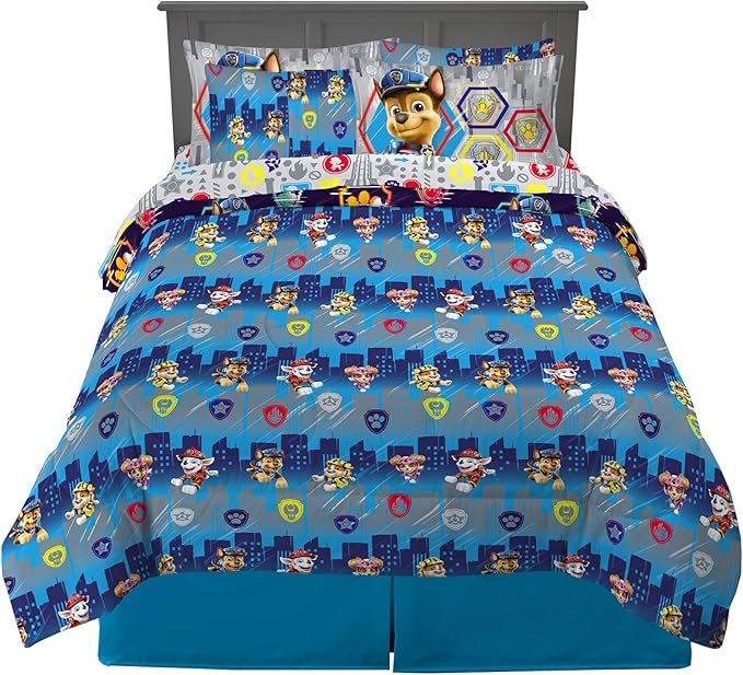 Franco Kids Bedding Super Soft Comforter and Sheet Set with Sham, 7 Piece Full Size, Paw Patrol Movie