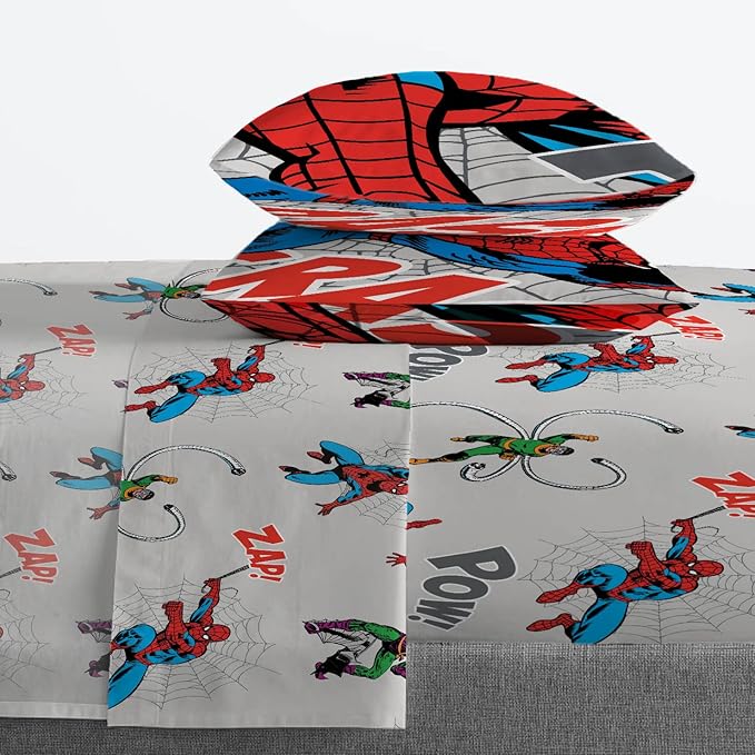 Marvel Spiderman Spidey VS 7 Piece Full Size Bed Set - includes Comforter & Sheet Set Bedding - Super Soft Fade Resistant Microfiber (Official Product)