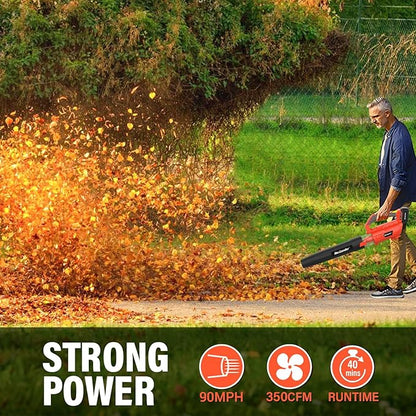 MAXLANDER Leaf Blower Cordless - 20V Electric Cordless Leaf Blower with Battery and Charger, 4.0Ah Battery Powered Leaf Blowers with 2 Speed Mode for Lawn Care, Blowing Leaves