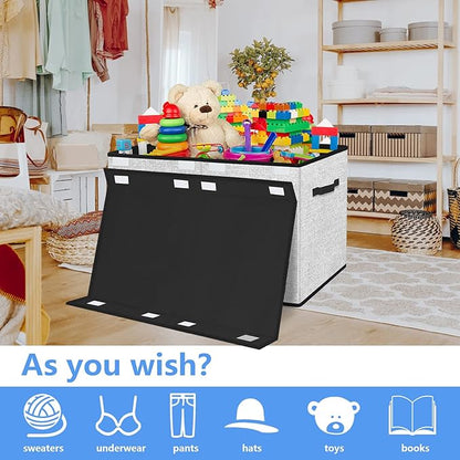 homyfort Large Toy Box Storage Chest for Girls Kids,Collapsible Toy Bin Organizer Basket with Lids for Blanket,Toys,Toddler,Nursery,Playroom (White)