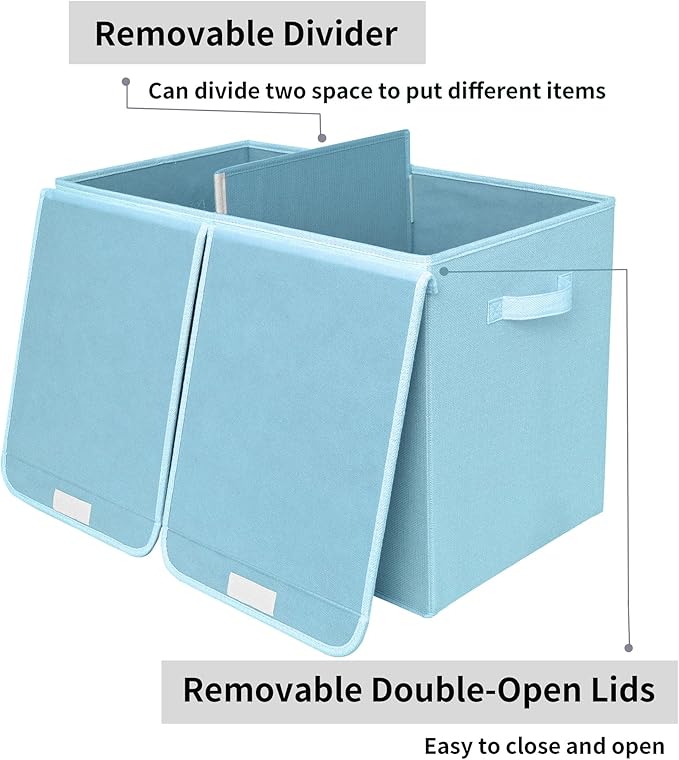 GRANNY SAYS Toy Chest with Lids, Foldable Toy Storage Organizer with Handles, Stuffed Animal Storage for Nursery Room Playroom, Living Room, Large Toy Box for Boys and Girls, Light Blue