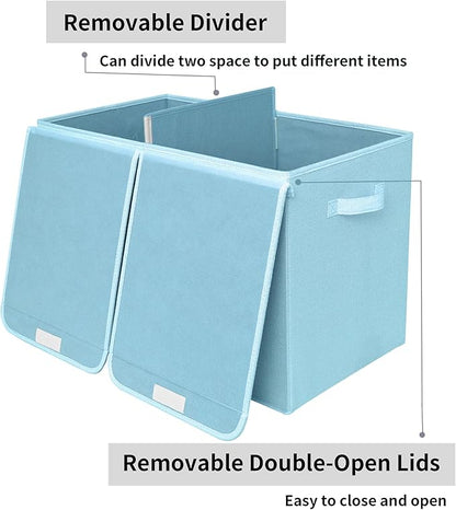 GRANNY SAYS Toy Chest with Lids, Foldable Toy Storage Organizer with Handles, Stuffed Animal Storage for Nursery Room Playroom, Living Room, Large Toy Box for Boys and Girls, Light Blue