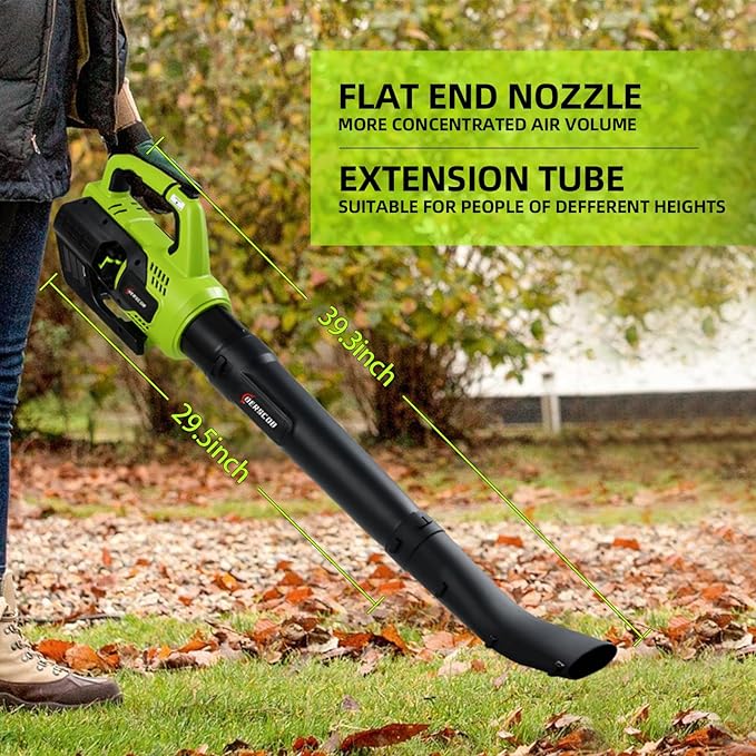 Leaf Blower Cordless, 580CFM/160MPH Electric Leaf Blower with 4.0Ah Battery Powered, Blower with Extension Nozzle, Lightweight Leaf Blowers for Lawn Care, Yard, Garage, Patio & Sidewalk Blowing