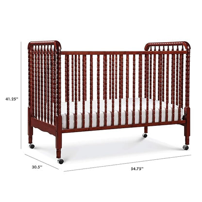 DaVinci Jenny Lind 3-in-1 Convertible Crib in Rich Cherry, Removable Wheels, Greenguard Gold Certified